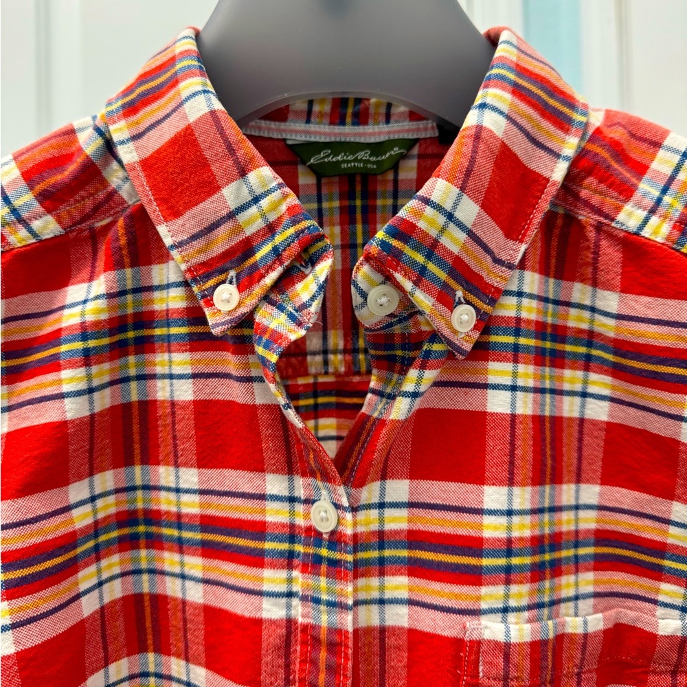 Eddie Bauer Long Sleeve Flannel Plaid Button Down Shirt Size Medium - Picture 13 of 13